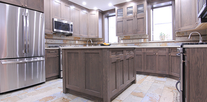 oak dark rainy wide rail kitchen cabinet with legs