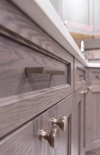 bernier oak kitchen with gold hardware